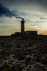 Lighthouse, svetlo, Sky, more, loď, Plemmirio, Syrakúzy