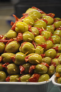 fyldte oliven, påfyldning, oliven, appetitvækker, spyd, Pintxo, Olivas