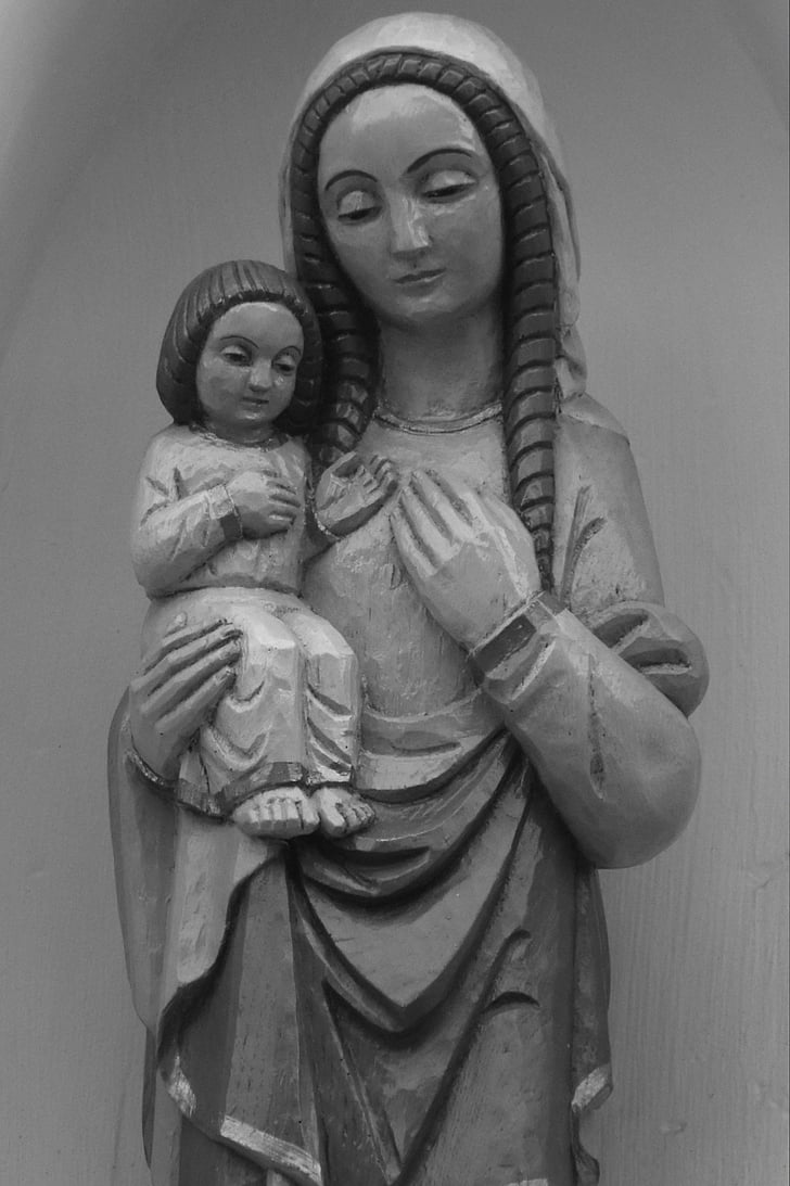 Maria, Jesus, bilde, statuen, jomfru, tro, religion
