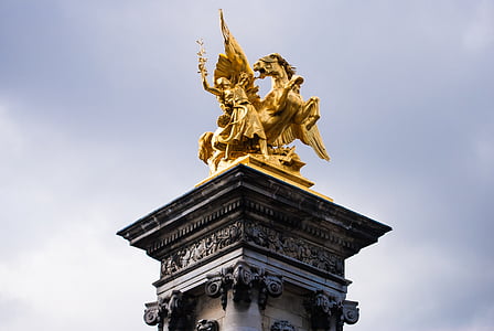statue, paris, france, monument, golden