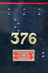 lokomotiv 376 norsk, Kent east sussex railway, bygget 1909, Sverige, norske stat jernbane, Nydqvist holm beslutningstagere plade, messing tal