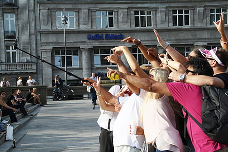 Selfie, mänskliga, Mer, Köln, dom, personer, folkmassan