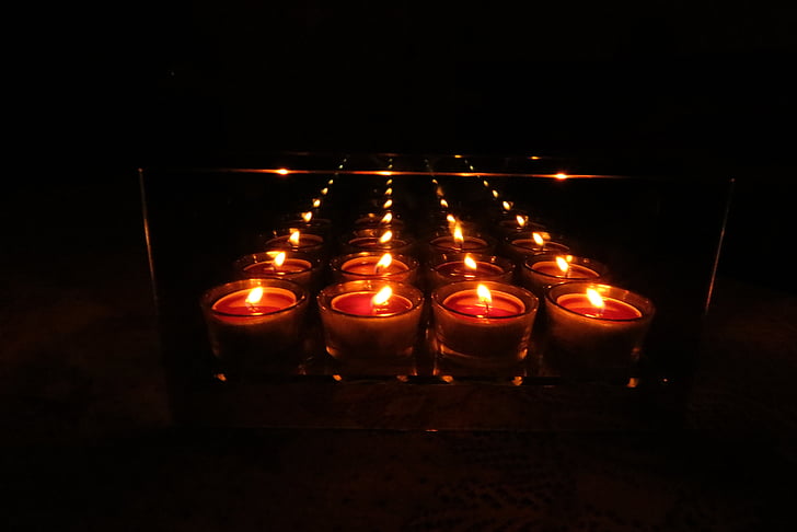 candles, decoration, candlelight, light, bill, red, mirroring