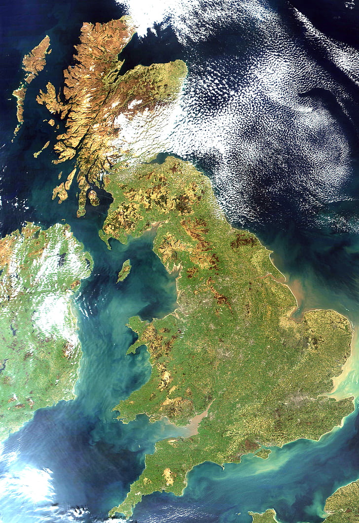 Jungtinė Karalystė, Anglijoje, palydovinės nuotraukos, palydovinės nuotraukos, pasižiūrėti, Škotija, Airija