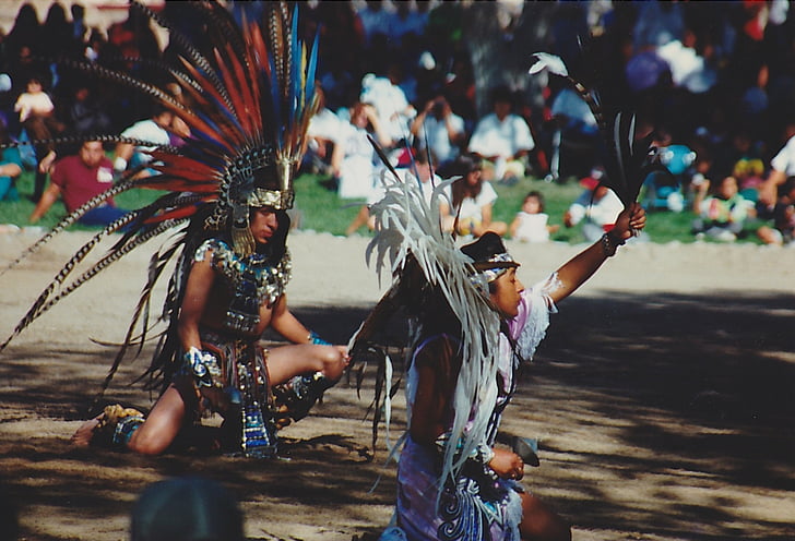 pow-wow, amérindien, danse, coiffure, danse, gens, célébration