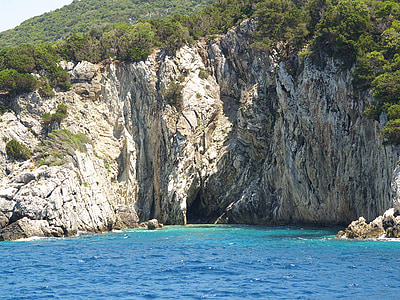 pedra branca, mar, Grécia, Verão