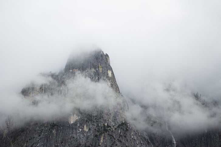 gris, Rocky, montaña, humo, naturaleza, paisaje, montañas