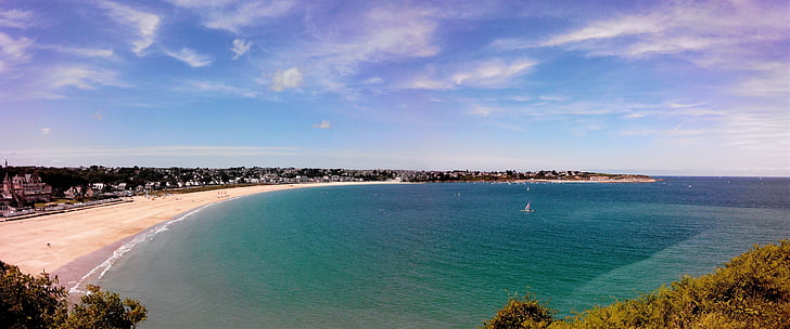 Panorama, Saint-cast-le-guildo, Côtes d'armor, Já?, pláž, pobřeží