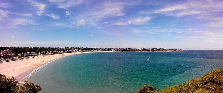 панорама, Сен-гласове-le-guildo, Côtes-d'armor, море, плаж, брегова линия