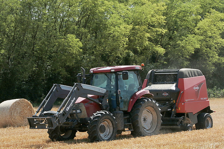 traktorius, dirba šiose srityse:, šieno, pašarų, darbo, ūkininkas, lauko