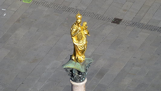 Baviera, capital del estado, Munich, Ayuntamiento de la ciudad, Marienplatz, columna Mariana