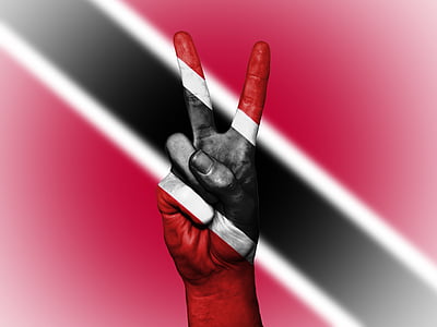 Trinidad és Tobago, béke, kéz, nemzet, háttér, banner, színek