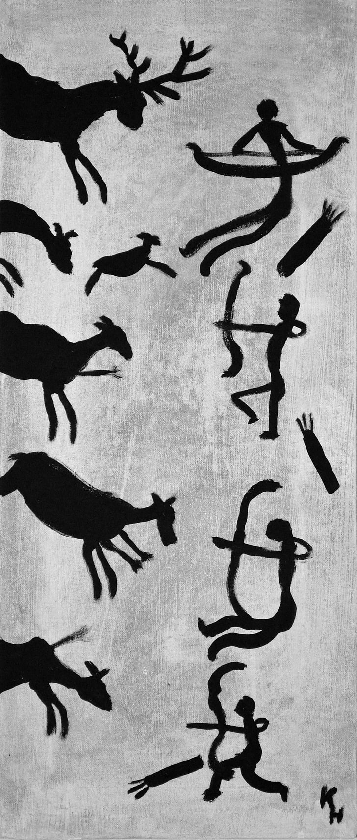 hunting, battue, stone age, cave paintings, modeled after, steinzeitmalelerei, archaic
