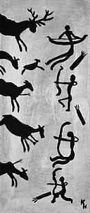 chasse, battue, âge de Pierre, peintures rupestres, modelé d’après, steinzeitmalelerei, archaïque
