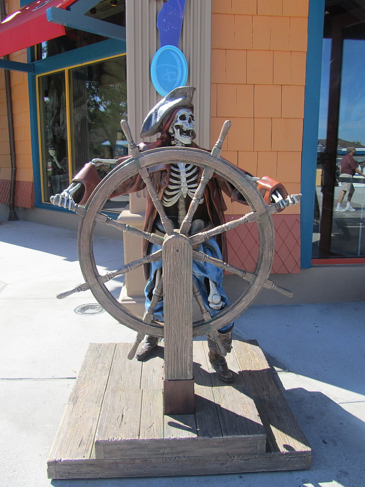 pirate, statue, disneyland, florida, man, skull, scary