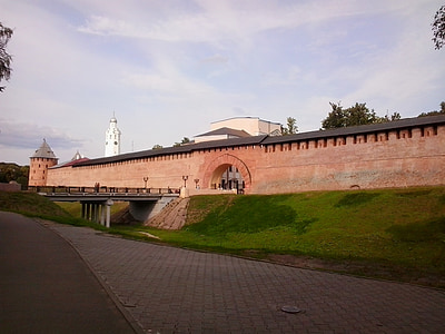 Велики Новгород, архитектура, стена, порта, замък, крепост, тухлена стена