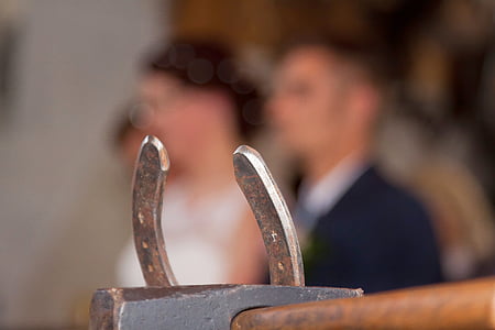 ferro di cavallo, Sposa, sposo, matrimonio, fortuna, connessione, Sposa e sposo