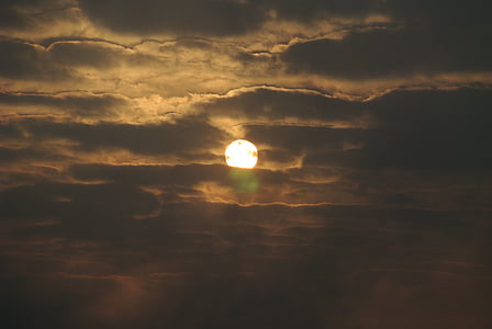 reggel, Napkelte, felhő, Solar