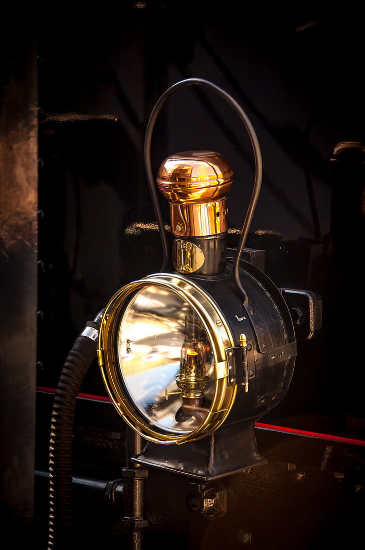 lanterne, locomotive à vapeur, nostalgie, ancienne, style rétro, antique