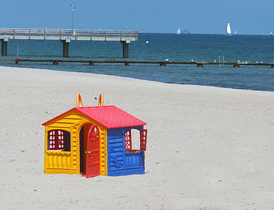 Playhouse, Gioca, bambini, Mar Baltico, mare, acqua, spiaggia
