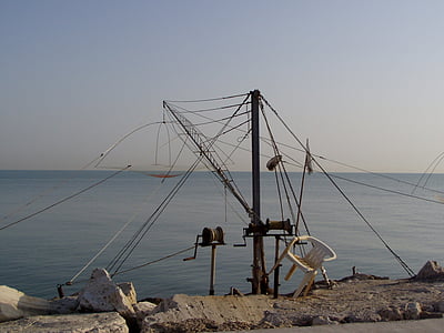 pulley, rope, fishing, sea, chair