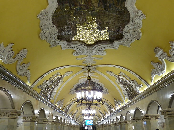 Русия, Москва, капитал, исторически, архитектура, метро, метро