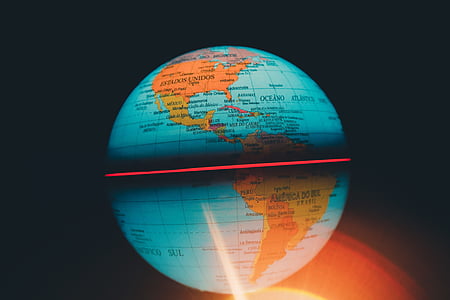 Globe, global, peta, putaran, lingkup, warna-warni, kabur