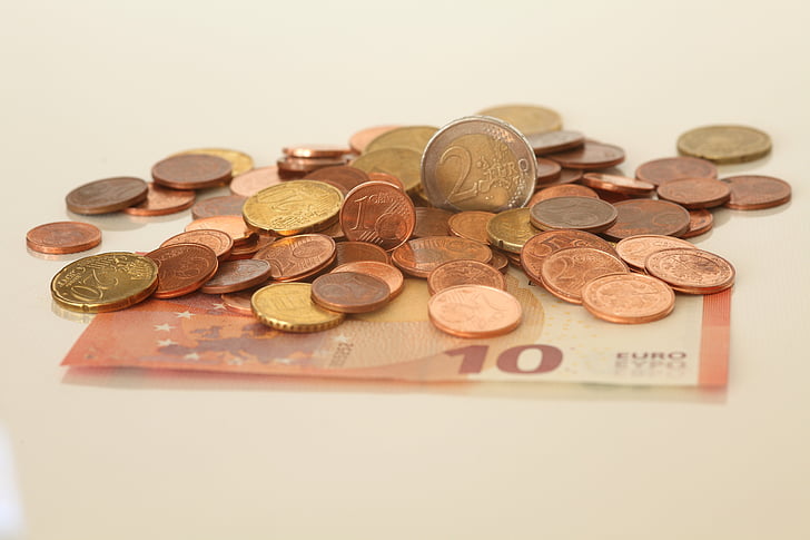 χρήματα, ευρώ, νομοσχέδιο δολάριο, κέρματα, Ευρώπη, νόμισμα, δέσμη των χρημάτων