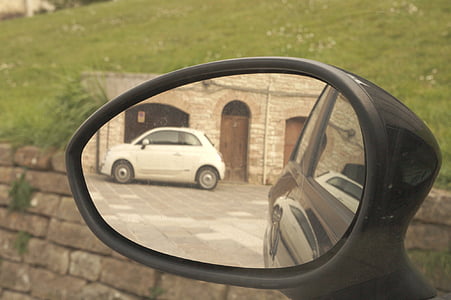 Fiat 500, auto, mirall, màquina, 500, fiduciari