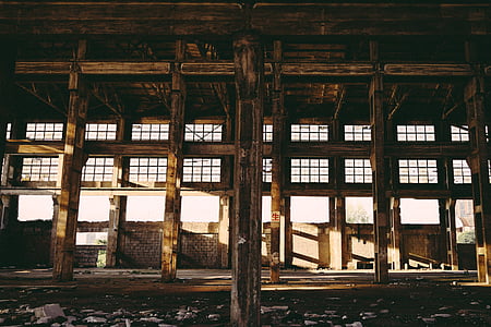 industriel, ancienne usine, Sunshine, décadence, décoloration, cassé, architecture