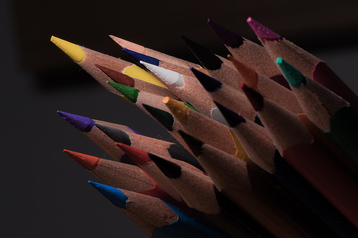 Buntstifte, hölzerne Pflöcke, Stifte, bunte, Farbe, Farbe, Schule