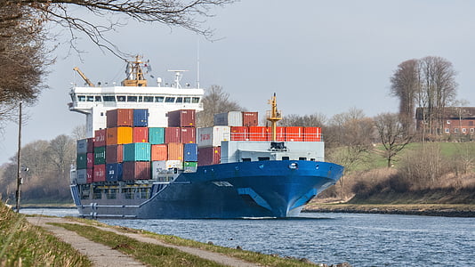 container ship, ships, port, container, freighter, shipping, water