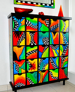 chest of drawers, colorful, decorative, drawers