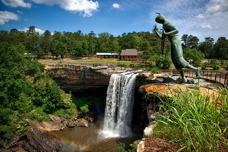 noccaulula falls, Alabama, waterval, landschap, Stream, water, hemel