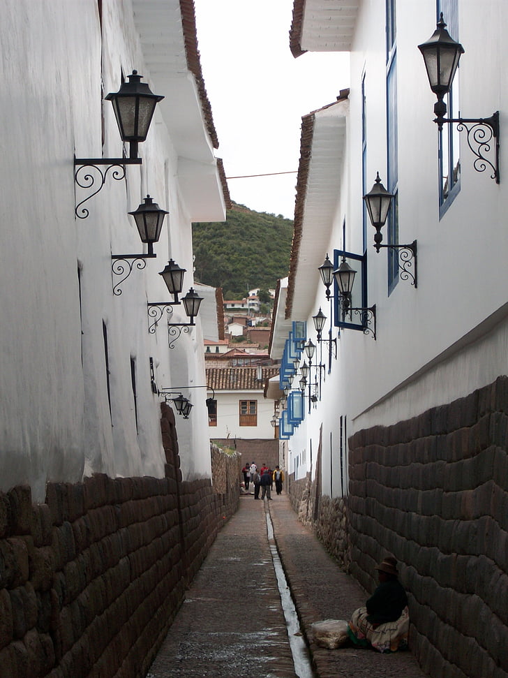Cusco, ženske, revščine, ulica, ozke, arhitektura, ulici