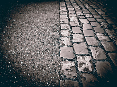cobblestones, đường, lát đá, mặt đất, vỉa hè, xây dựng đường sá, nhựa đường