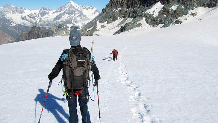 montagne, cordée, Alpes, alpinisme, hiver, aventure, randonnée pédestre