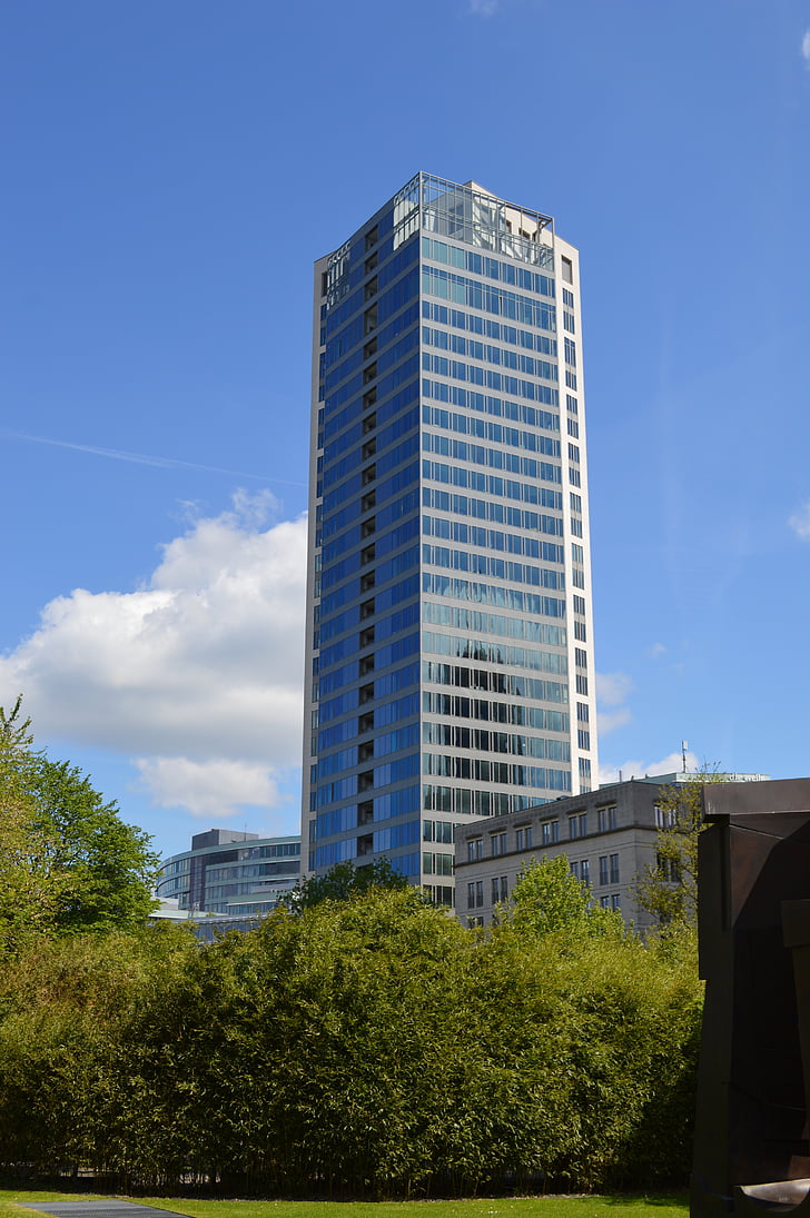 Frankfurt, pilvelõhkuja, kõrghooneid, arhitektuur, suures linnas, aknale, Saksamaa