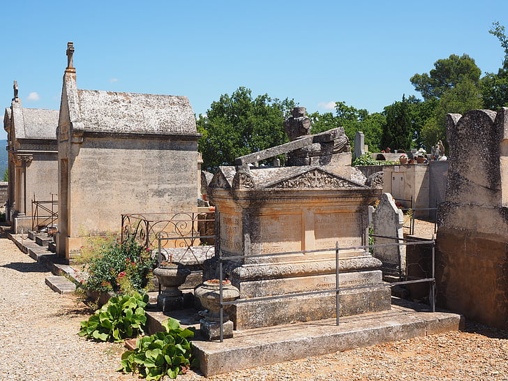 cemetery, graves, gravestone, old cemetery, roussillon, tomb, mourning