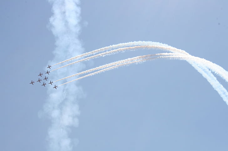 fletxes vermelles, aeronaus, Mostra d'aire, l'avió britànic, Eastbourne, cel
