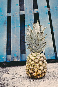 asfalt, blå, frukt, gyllene, grunge, ananas, Urban