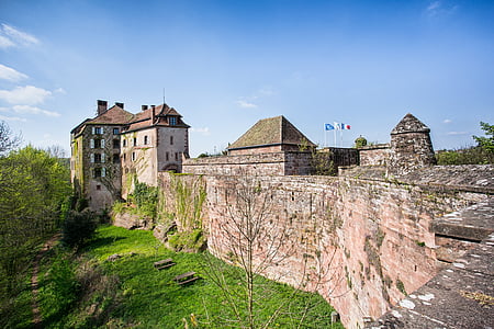 slottet, landsbyen, Alsace, Frankrike
