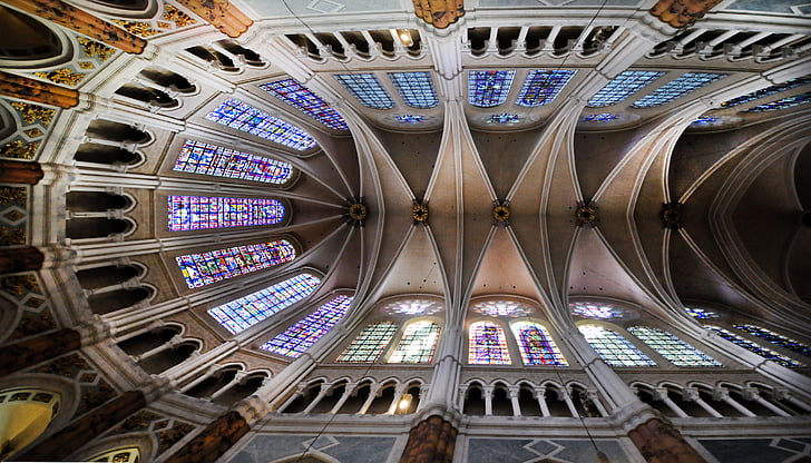 Chartres, Domkyrkan, mittskeppet, arkitektur, tak, Frankrike