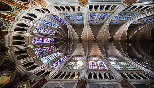Chartres, Cathédrale, nef, architecture, au plafond, France