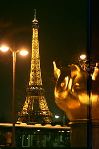 Paris, malam, pemandangan, Kota, bangunan, Menara eiffel, Prancis