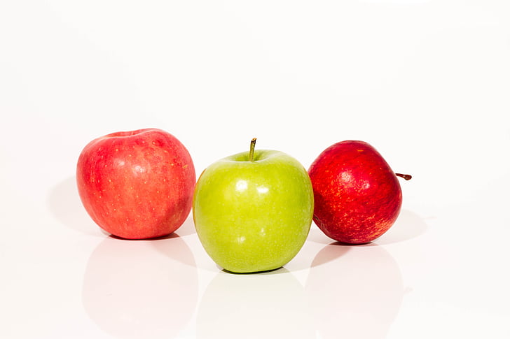 frutas, Apple, vermelho, verde