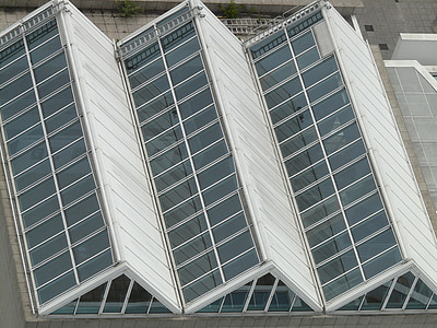 telhado, telhado de vidro, vidro, aufblick, arquitetura, moderna, cena urbana
