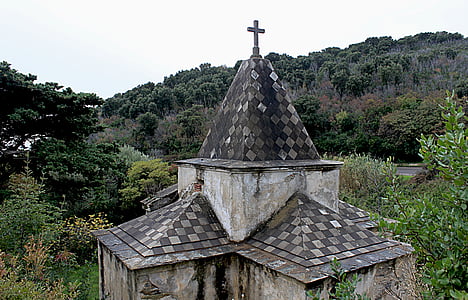 coperture, Chiesa, cielo, tetto in ardesia, estate, della Corsica, architettura