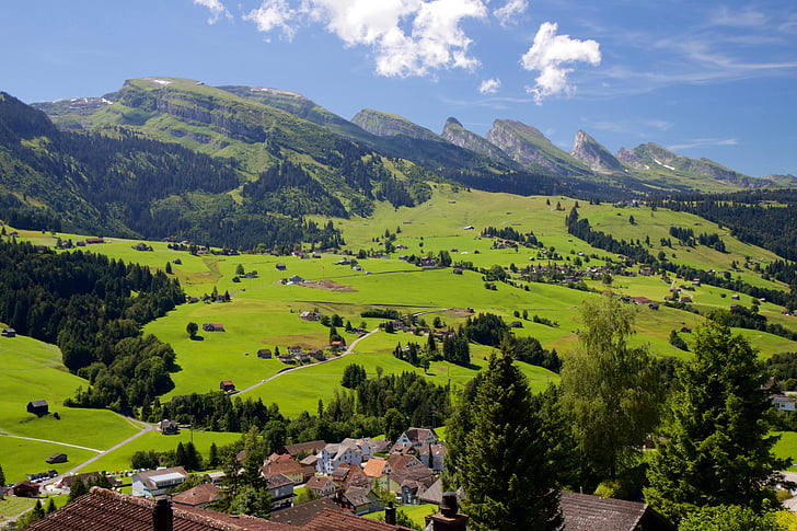 churfirsten, planina grupe, dolina, alpski, Švicarska