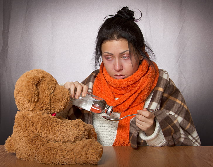 girl, flu, medication, toy, one person, one man only, indoors